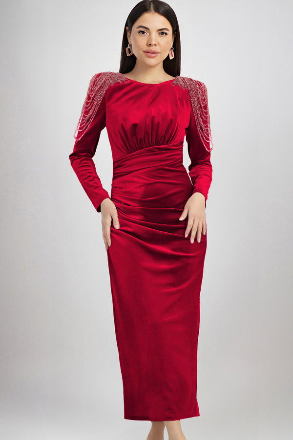 Irena Burgundy Dress