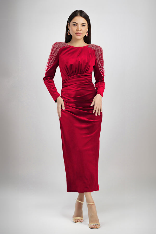 Irena Burgundy Dress