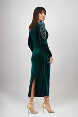 Irena Velvet Emerald Green Dress