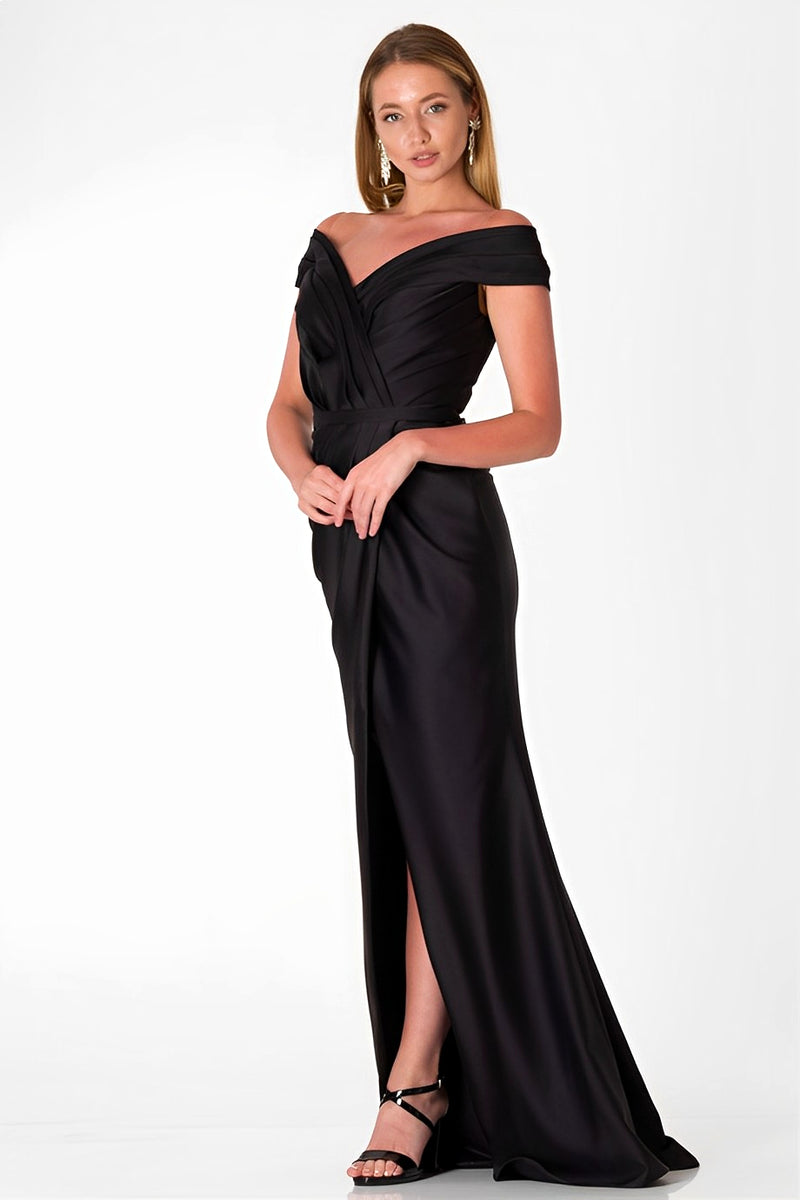 Isabella Black Satin Gown