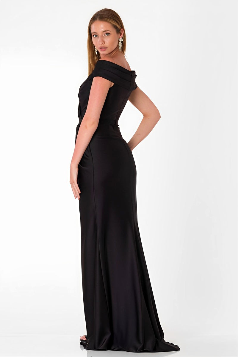 Isabella Black Satin Gown