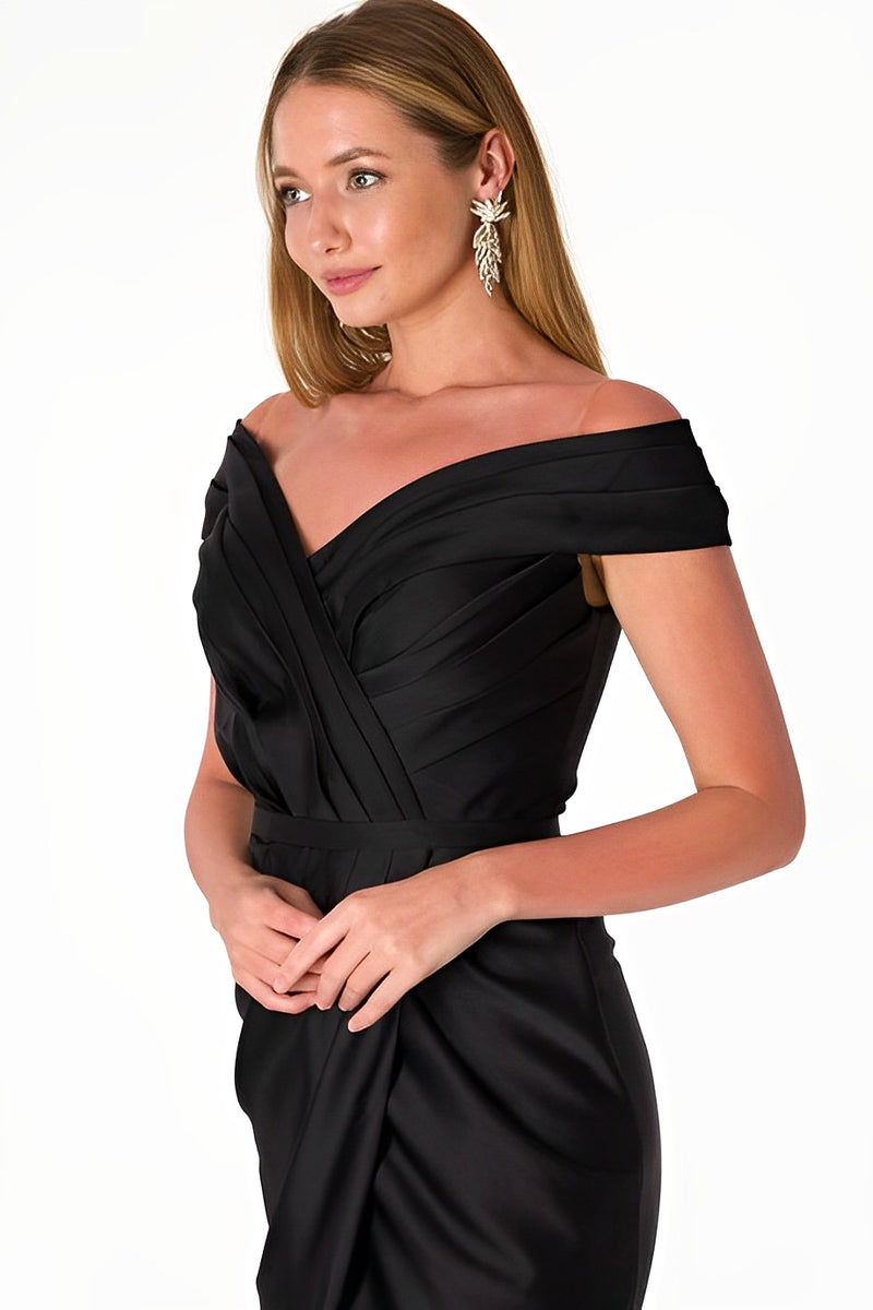 Isabella Black Satin Gown