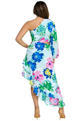 Kalani Floral Light Blue Ruffle Midi Dress