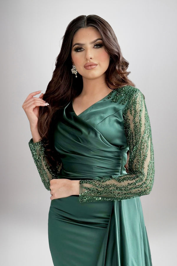 Marcia Green Long Sleeves Gown