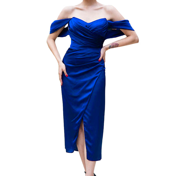 【misty blue】Riviera Double Bow Dress Lyra Maxi Dress - Cobalt Blue Bouquet | Lady V London