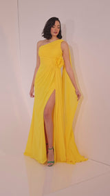 Aylani Floral Cape Yellow Gown