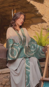 Mosaic Green Abaya Kimono