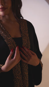 Abeer Arabic Calligraphy Black Velvet Abaya