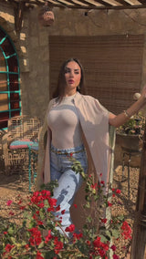 Muheira Ivory Cape Abaya Kimono