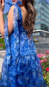 Cassia Blue Floral Print Dress