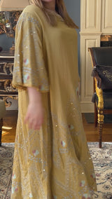 Sanaa Embellished Mustard Caftan Dress