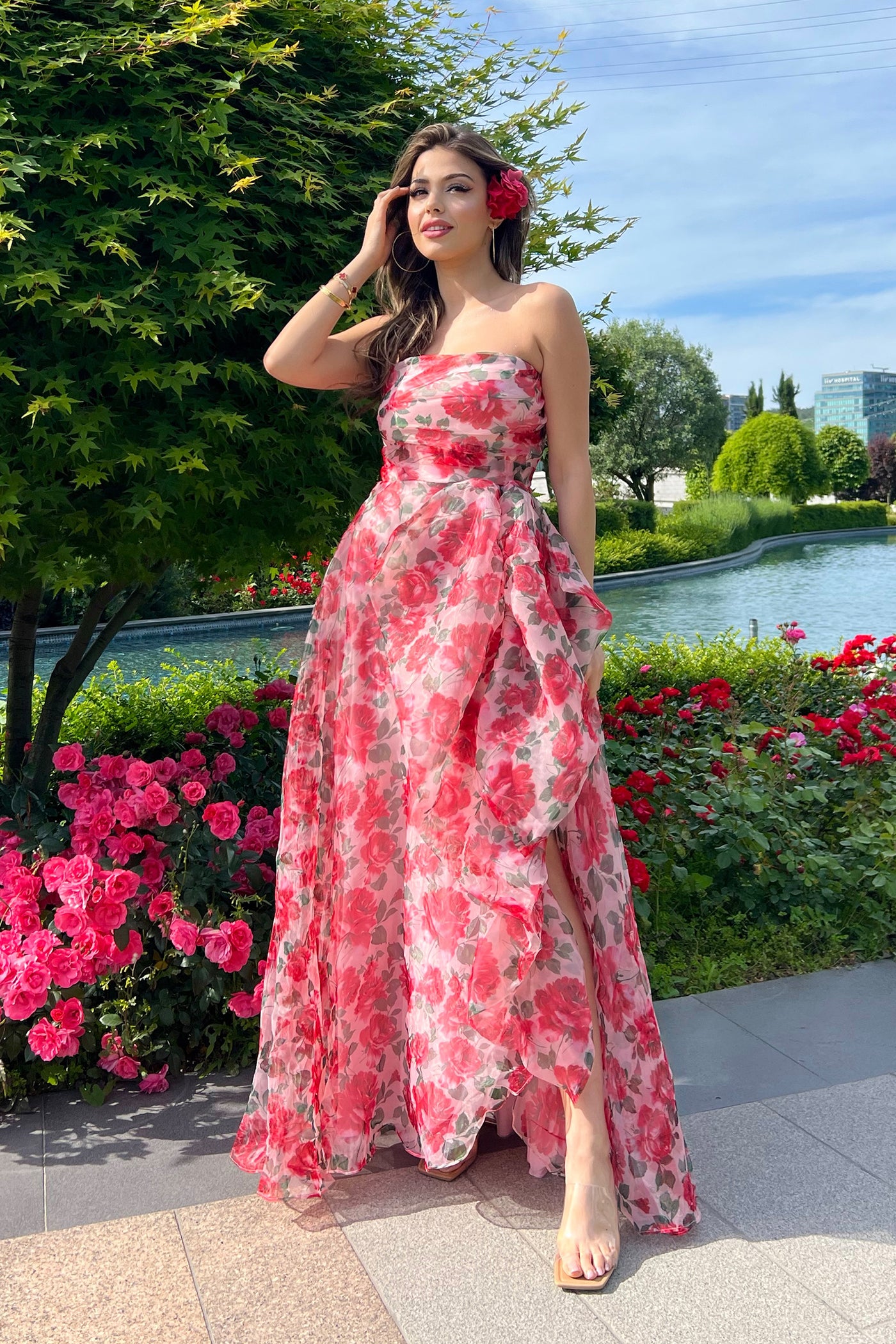 Randa Floral Print Pink Maxi Dress With Straps unmatchedbyu Randa Floral Print Pink Maxi Dress With Straps unmatchedbyu