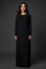 Basic Long Sleeve Rounded Neck Maxi Dress (Multiple Colors)