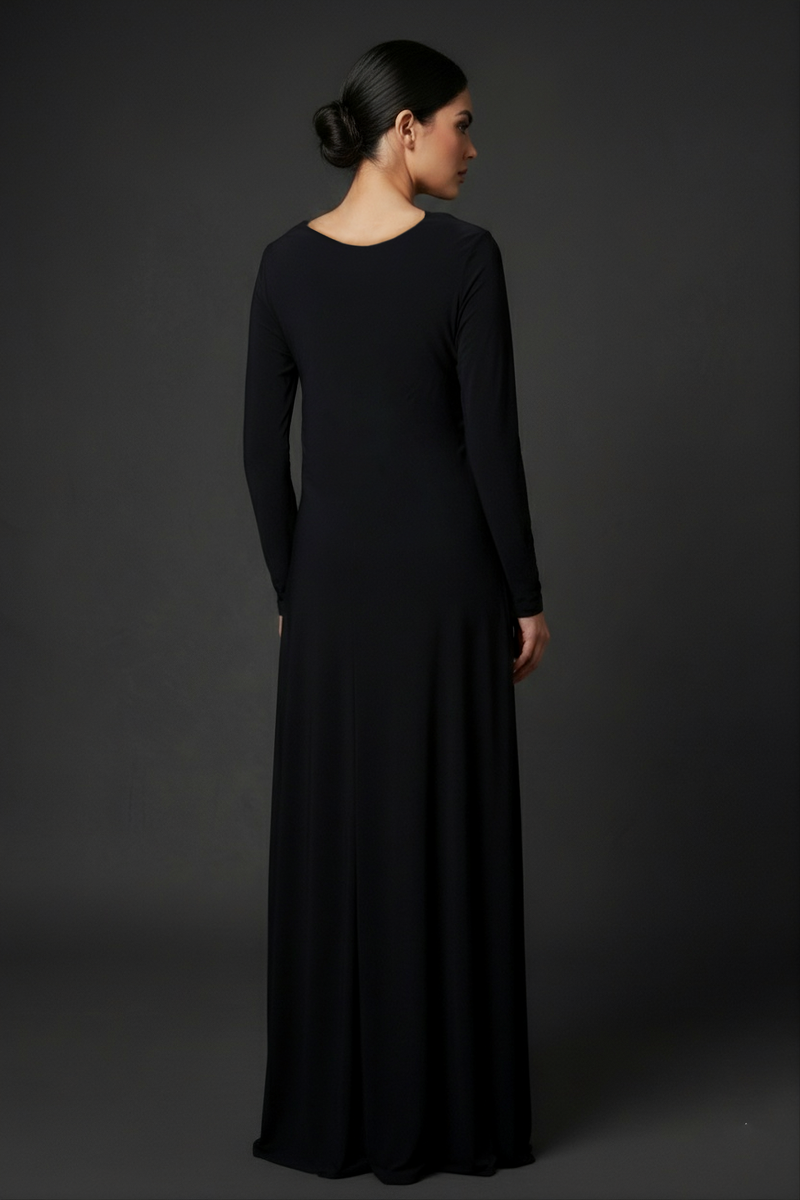 cowl neck long sleeve maxi dress Bridesmaids Silk Dress - Cowl Neck Long Sleeves Dress