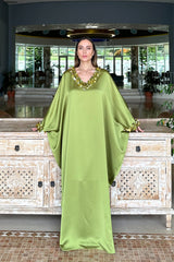 Savannah Chartreuse Green Caftan Dress