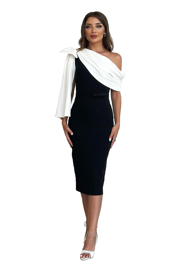 Sheila Black White Bow Detail Midi Dress 2/4 US
