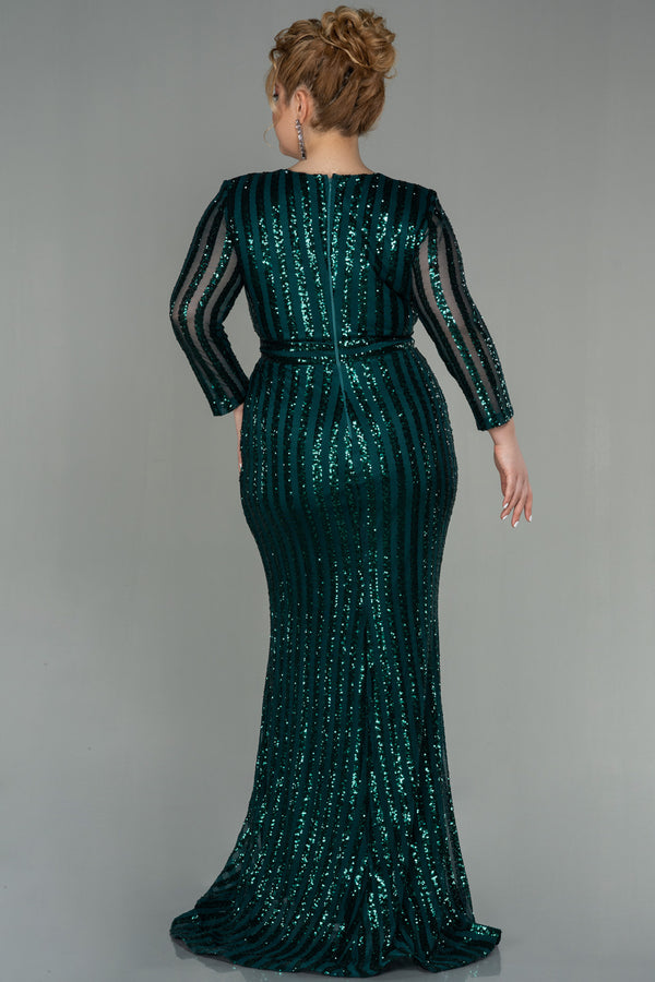 Toya Emerald Long Sleeves Sequin Gown