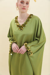 Savannah Chartreuse Green Caftan Dress