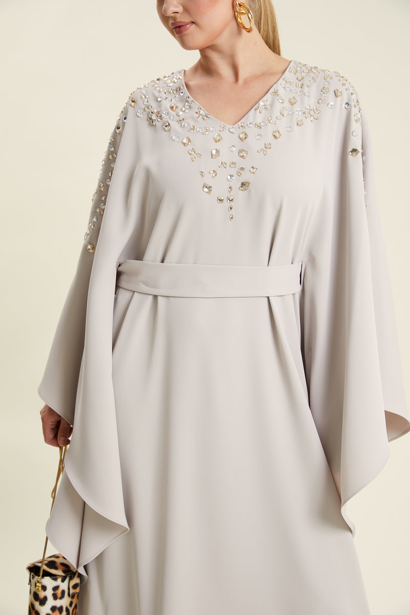 Dalida Beige Champagne Caftan Dress