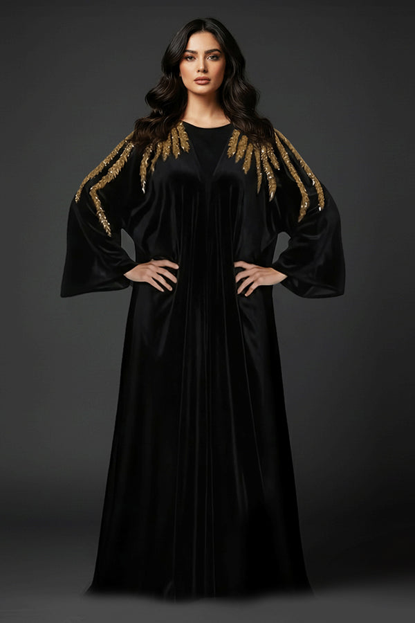 slim fit dress slacks Amara Black & Gold main image 1
