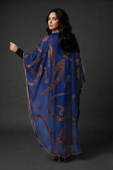 Zahab Blue Arabic Calligraphy Abaya Kimono