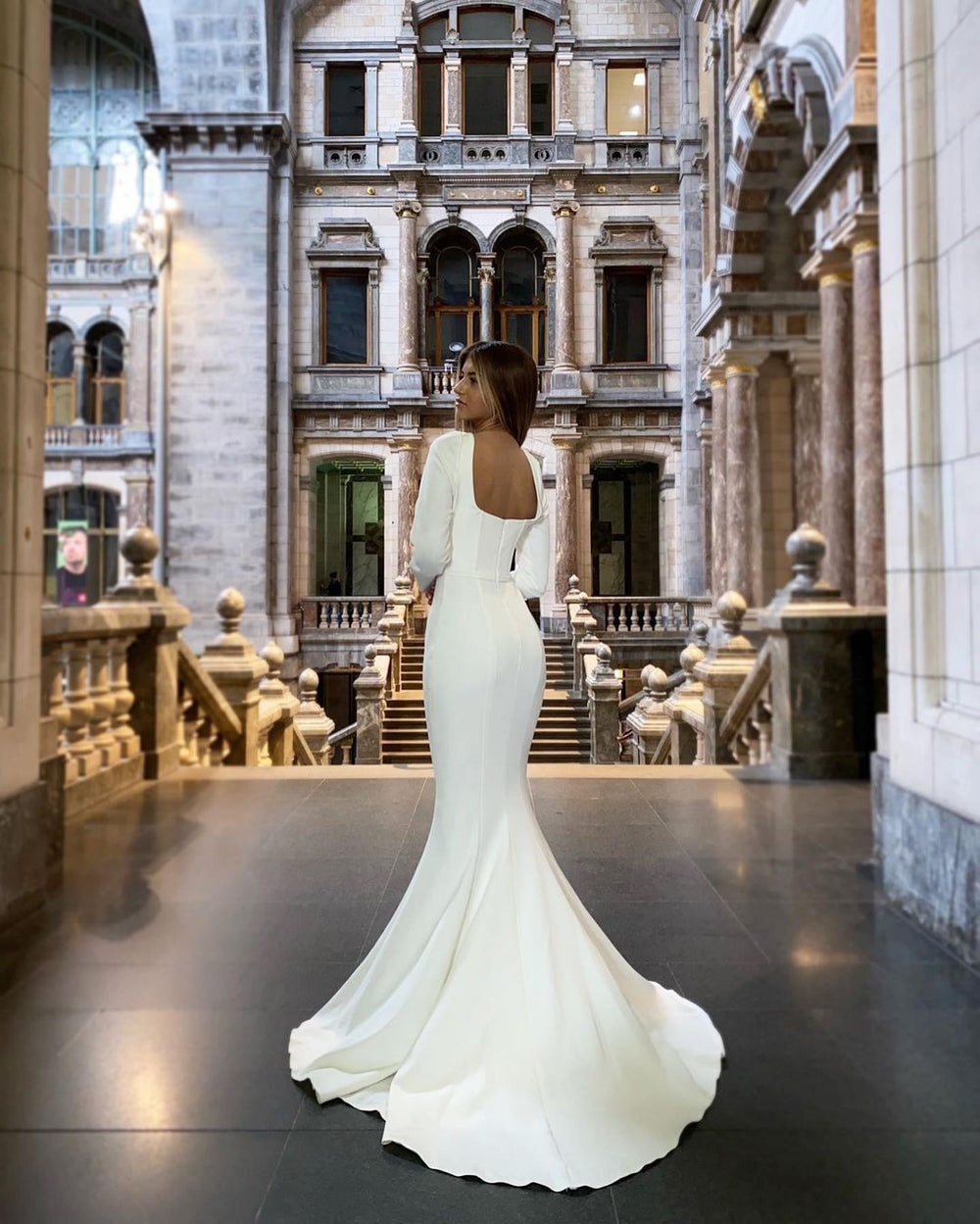 Annabella White Corset Long Sleeve Gown 6