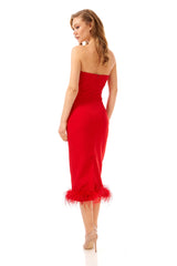 Audrey Red Feather Dress