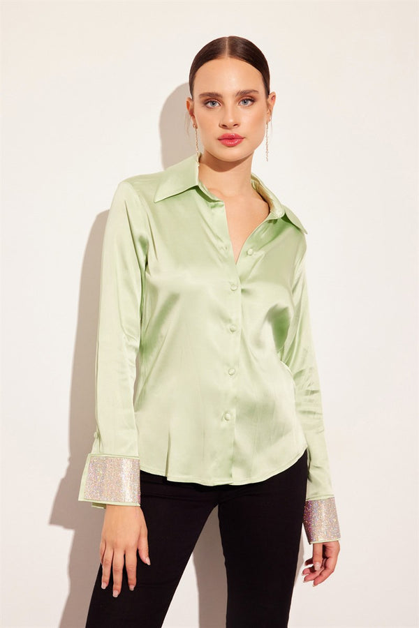 Carmen Sage Green Sparkly Shirt