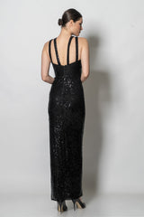 Cleo Black Sequin Gown