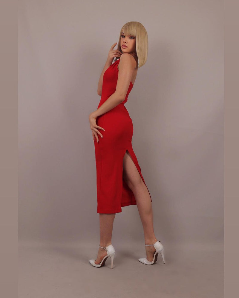 Daria Midi Dress-Red
