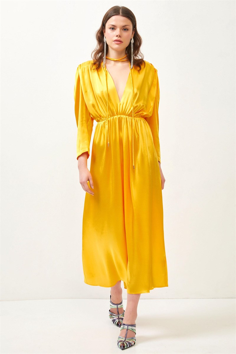 Leia Yellow Midi Dress