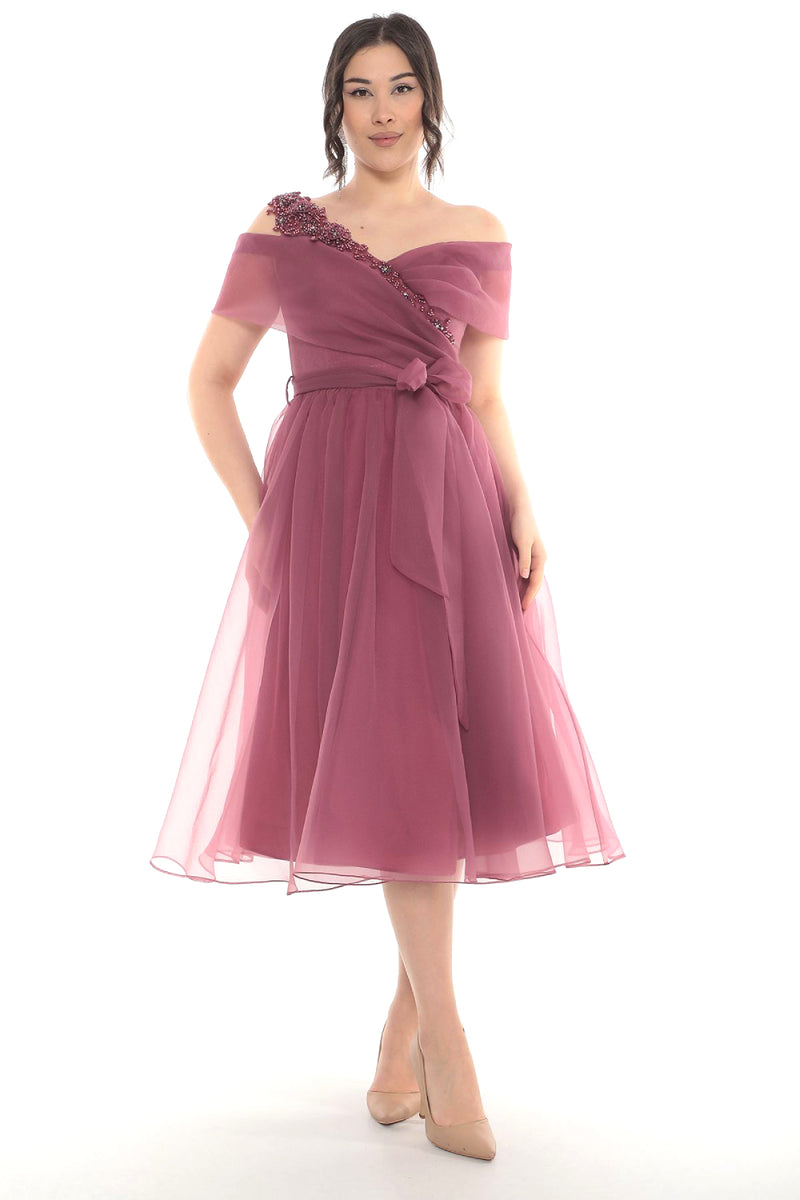 Florence Mauve Rose Midi Dress