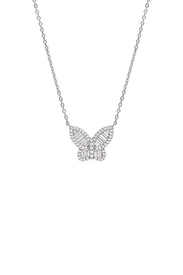 BBN3UN Small Pave X Baguette Butterfly Necklace