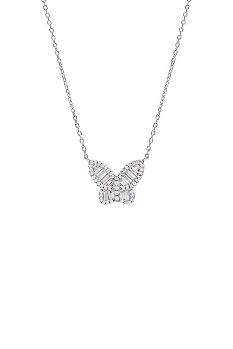BBN3UN Small Pave X Baguette Butterfly Necklace