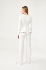 Mira Embellished White Jumpsuit