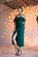 Olivia Emerald Green Midi Dress
