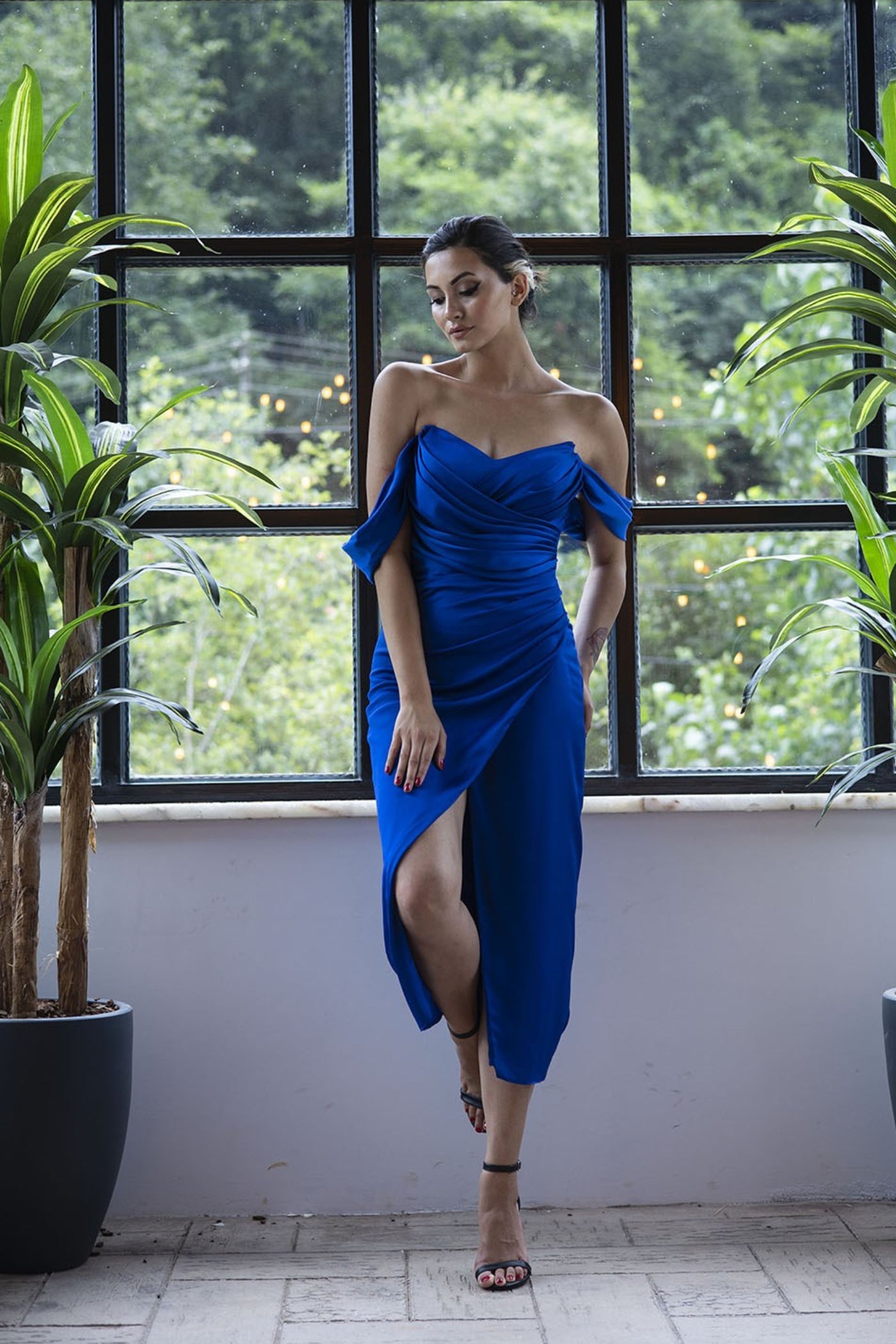 【misty blue】Riviera Double Bow Dress Nora Plunged Double Strap Maxi Dress