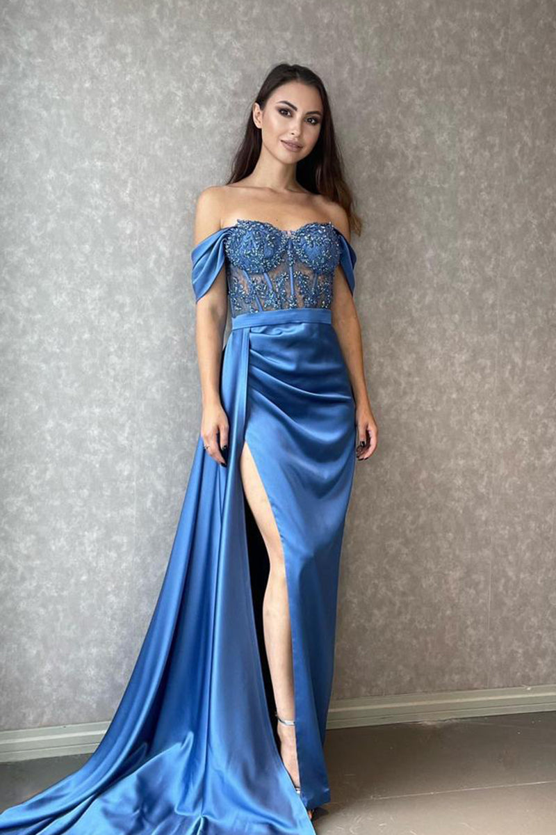Valentina Blue Lace Gown