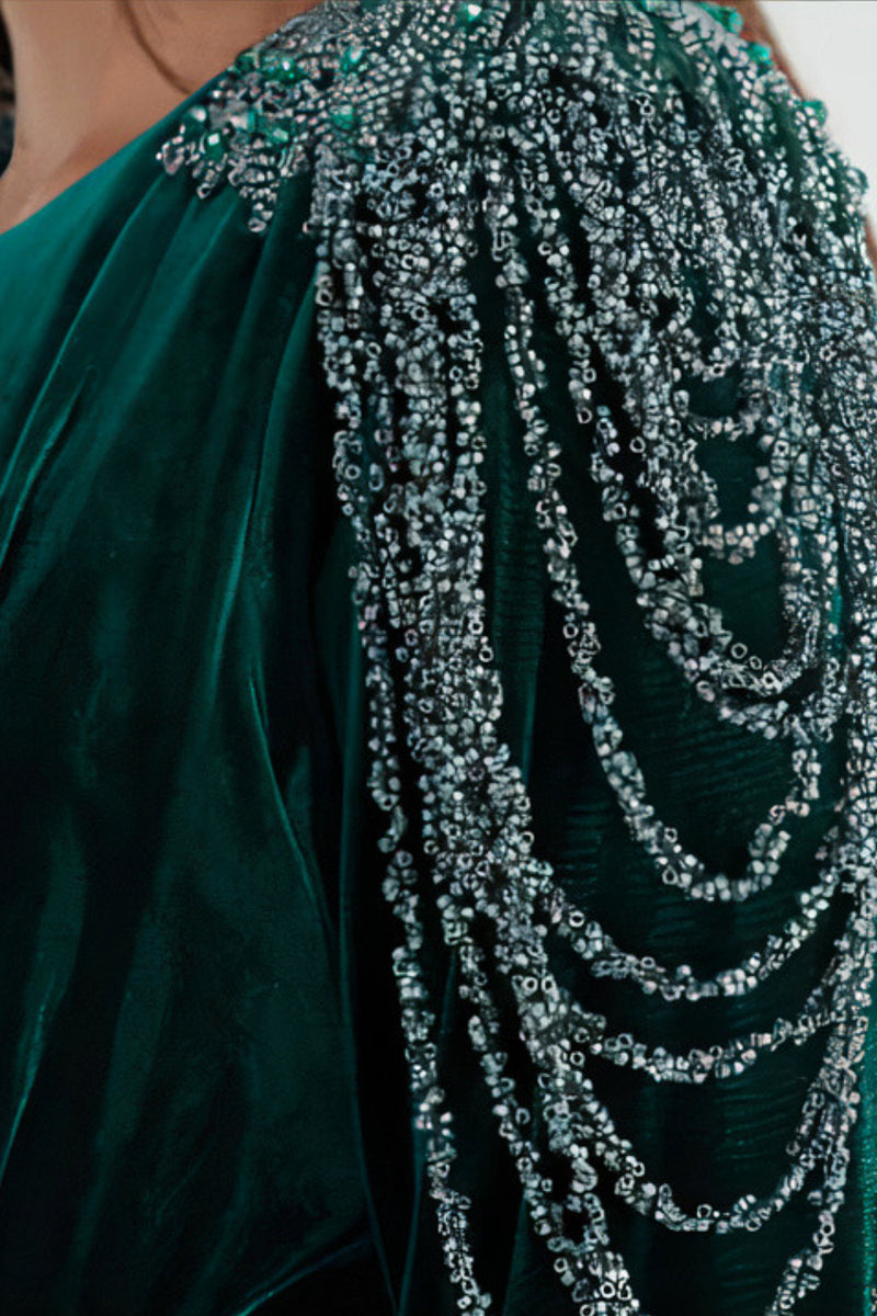 Irena Emerald Velvet Embellished Long Sleeve Midi Dress 10 Irena Emerald Velvet Embellished Long Sleeve Midi Dress 10
