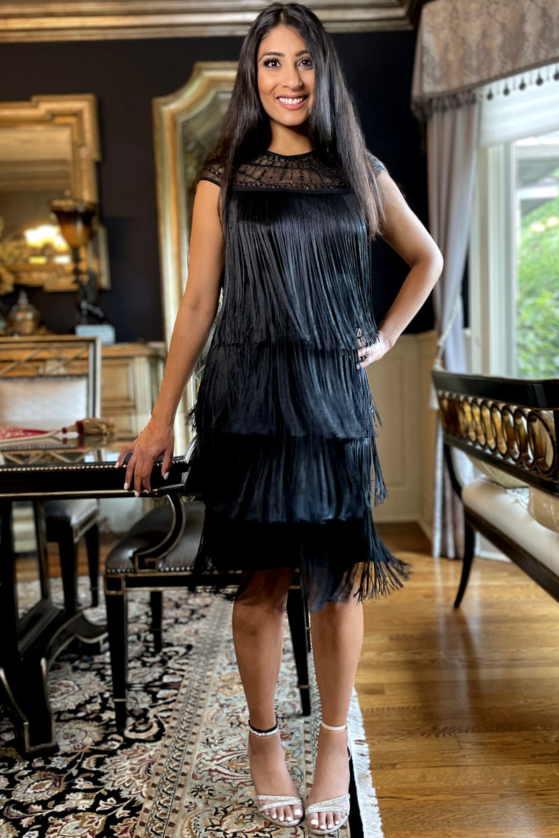 Gigi Black Fringe Dress