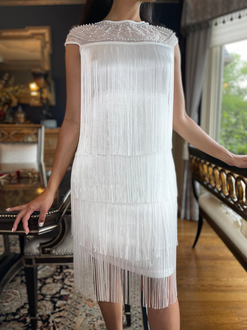 Gigi White Fringe Dress – unmatchedbyu