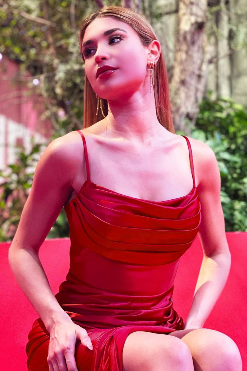 Miranda Red Satin Formal One Shoulder Dress 8 Miranda Red Satin Formal One Shoulder Dress 8