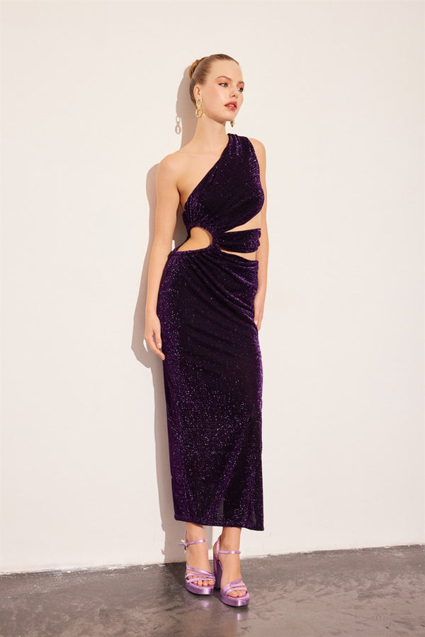 Erika Purple Shimmery Midi Dress