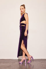 Erika Purple Shimmery Midi Dress