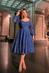 Camelia Blue Floral Midi Dress